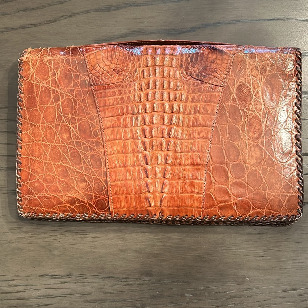 Vintage Alligator Clutch Bag with Handle Top - Picture 2 of 8